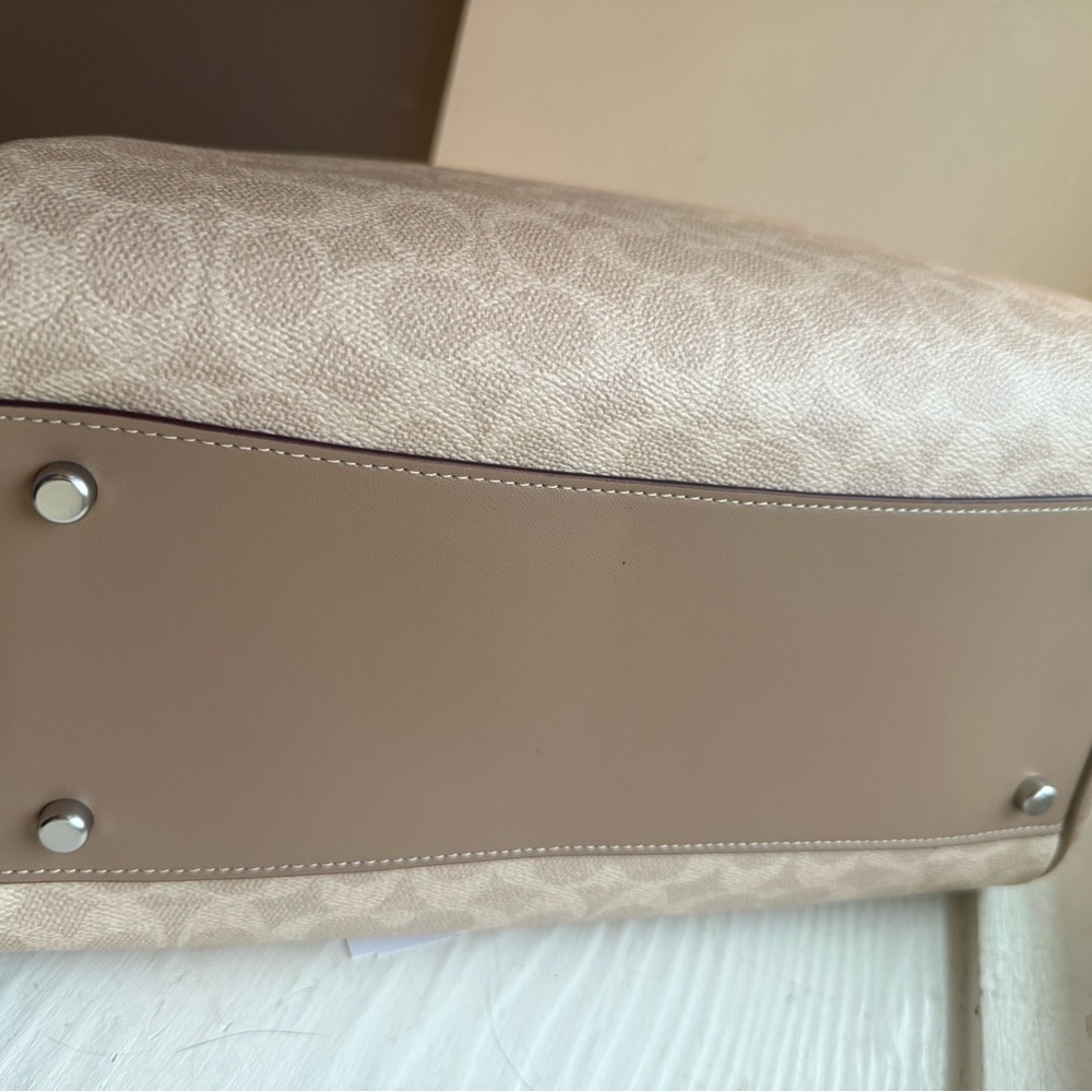 Coach Beige Signature Canvas Satchel with Tan Trim - Picture 14 of 15